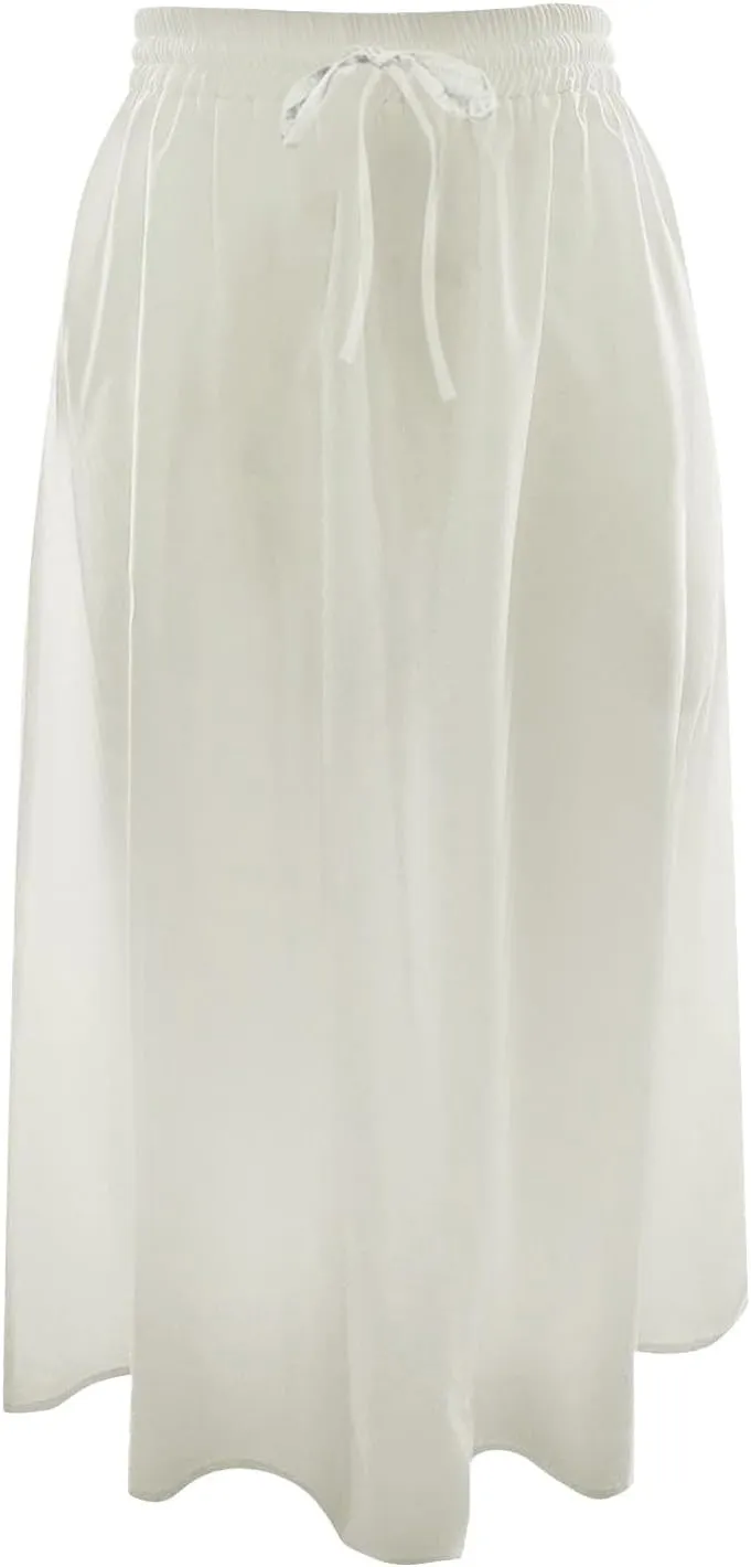 Women's Skirts High Waisted Stretchy Drawstring Baggy Casual Skirt Wide Leg Elastic Waist Solid Color Trendy Skorts