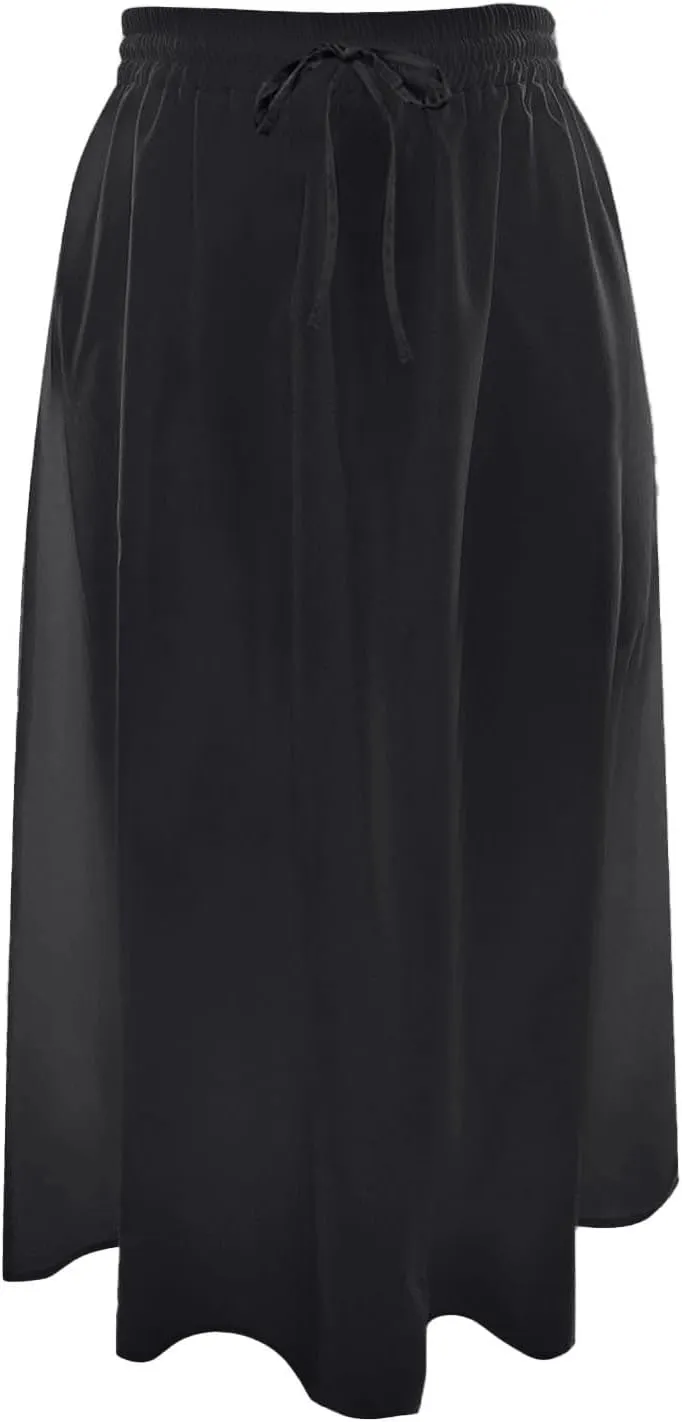 Women's Skirts High Waisted Stretchy Drawstring Baggy Casual Skirt Wide Leg Elastic Waist Solid Color Trendy Skorts