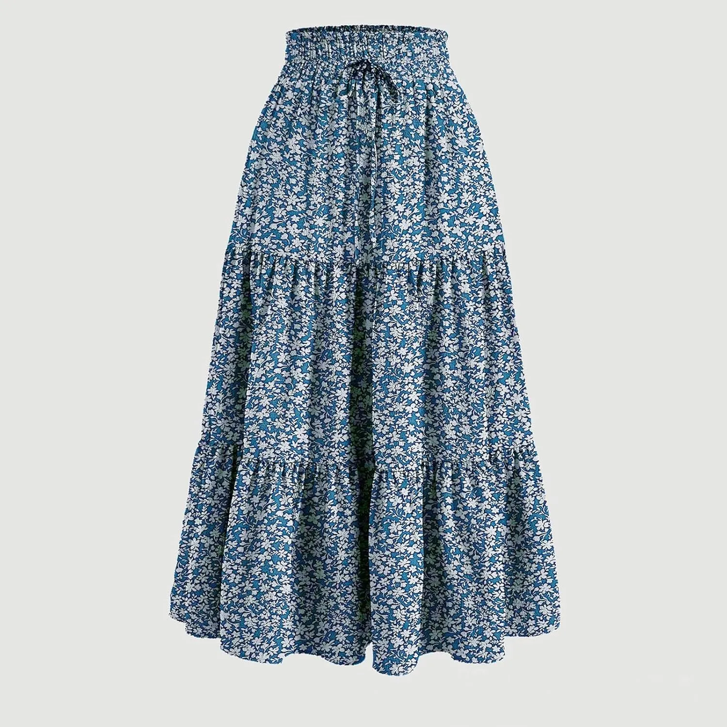 Women's Skirts Women's Summer Comfy Causal Elastic High Waisted Skirts Casual Floral Print A Line Skirt