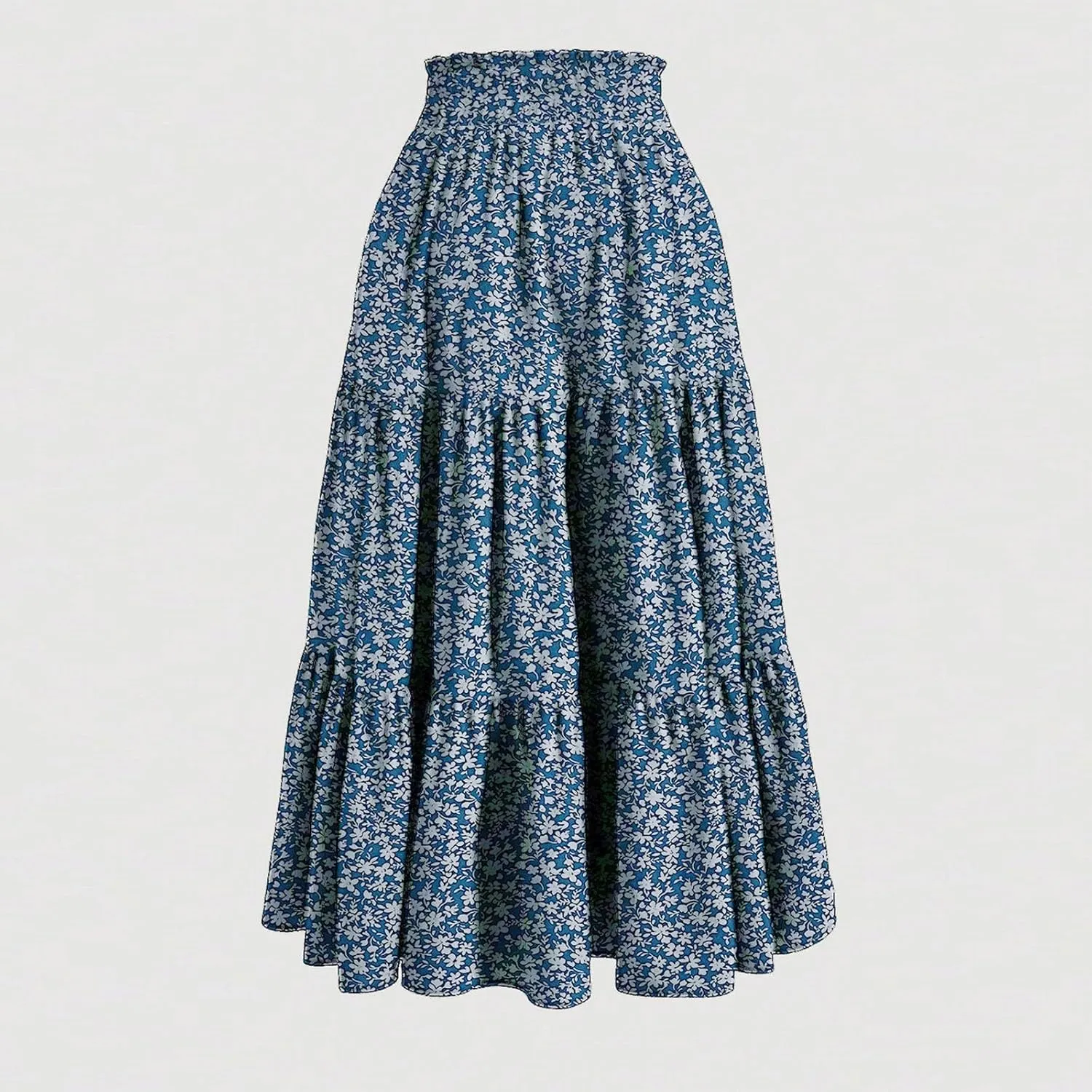 Women's Skirts Women's Summer Comfy Causal Elastic High Waisted Skirts Casual Floral Print A Line Skirt