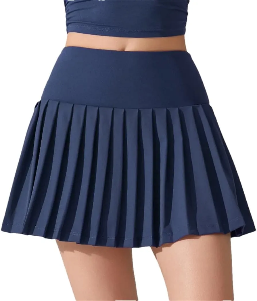 Women's Solid High Waisted Lightweight Athletic Golf Flowy Skorts Skirts with Pocket