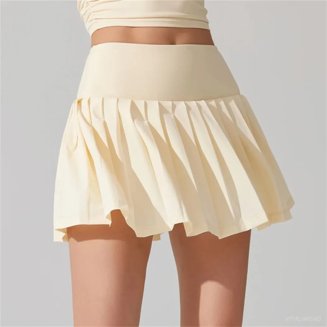 Women's Solid High Waisted Lightweight Athletic Golf Flowy Skorts Skirts with Pocket
