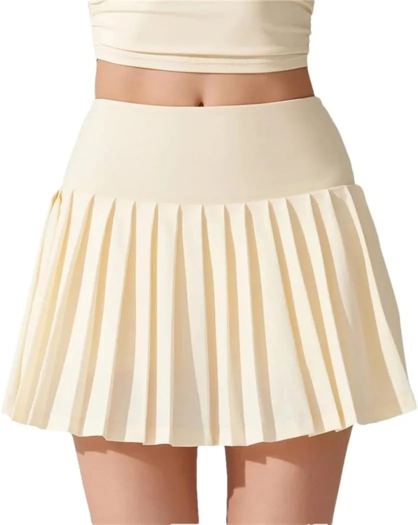 Women's Solid High Waisted Lightweight Athletic Golf Flowy Skorts Skirts with Pocket