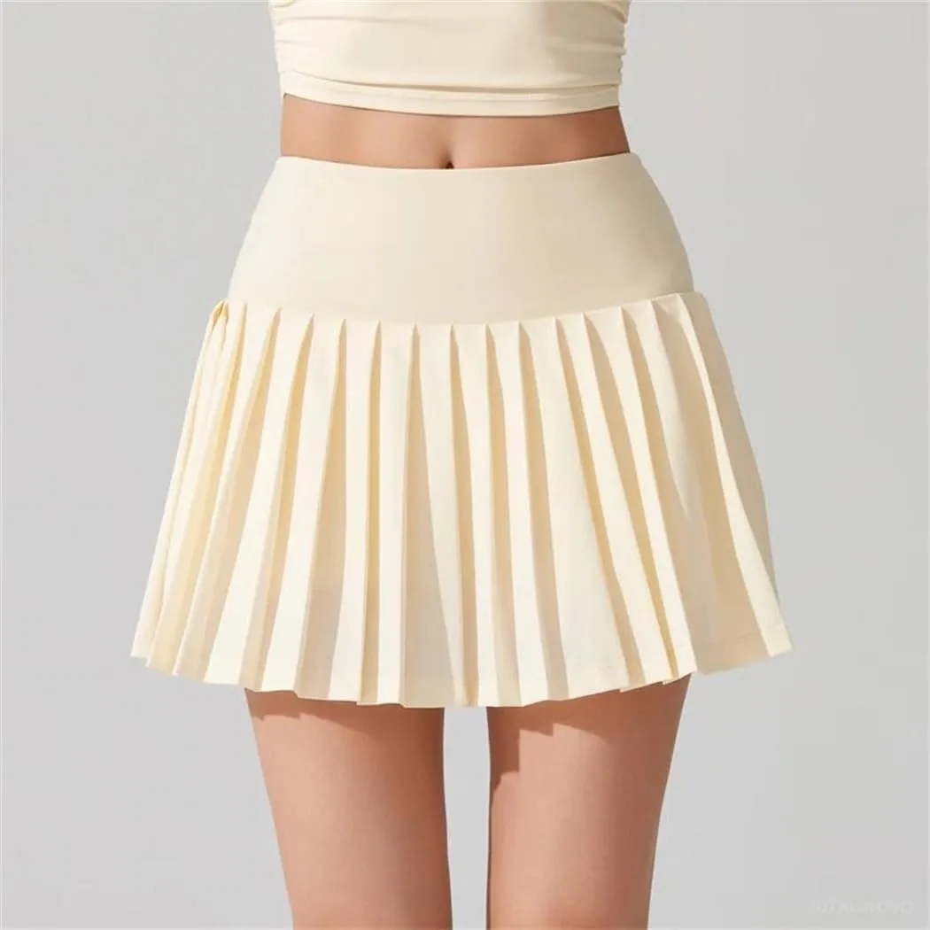 Women's Solid High Waisted Lightweight Athletic Golf Flowy Skorts Skirts with Pocket