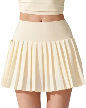 Women's Solid High Waisted Lightweight Athletic Golf Flowy Skorts Skirts with Pocket