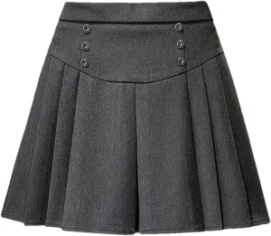 Women's Spring Summer High-Waisted Slim Skirt Elegant A- Line Short Button Mini Skirt