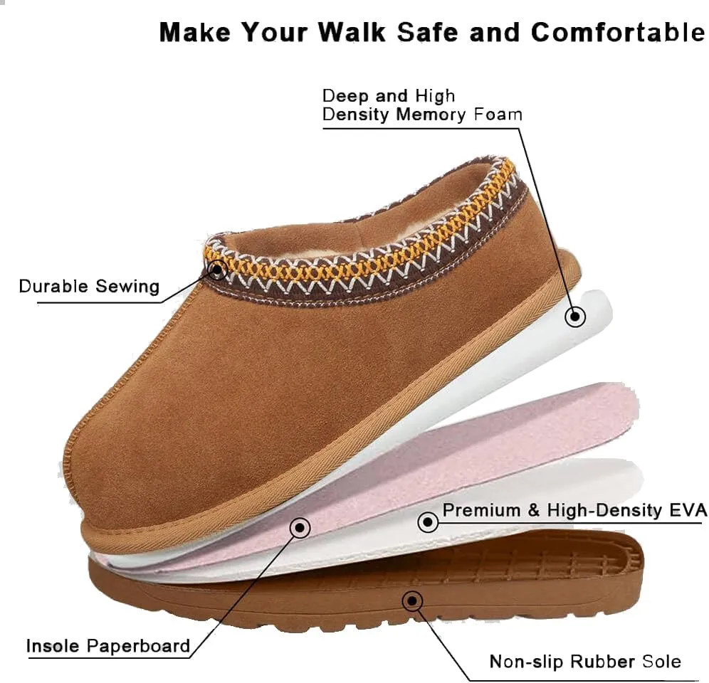 Women's Suede Clogs Leather Mules Platform Slippers for Women Comfort Sandal
