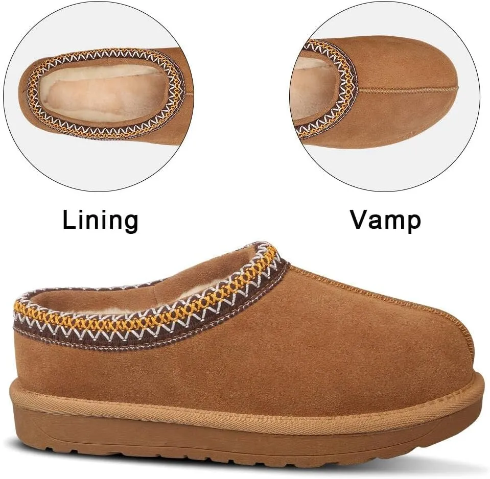 Women's Suede Clogs Leather Mules Platform Slippers for Women Comfort Sandal