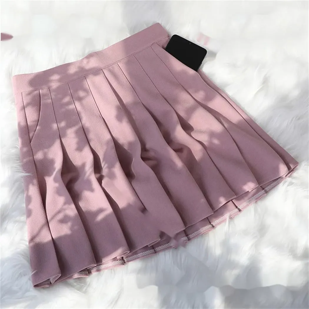 Womens Summer Fashion High Waisted Basic A-Line Mini Pleated Skirts