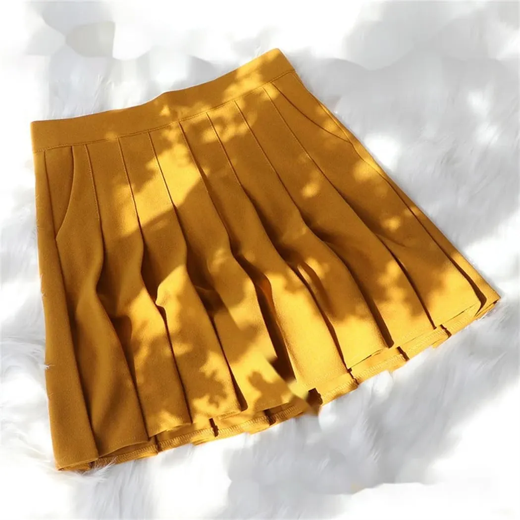 Womens Summer Fashion High Waisted Basic A-Line Mini Pleated Skirts