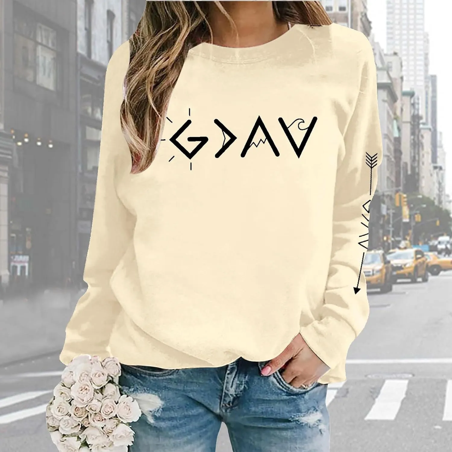 Womens Sweatshirt Trendy Casual Comfort Tshirts Drop Shoulder Long Sleeve Round Neck Oversized Sweatshirts Outfits