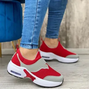 Women's Walking Shoes,Fashion Sneakers for Women,Breathable Sneakers Lightweight Knitted Non-Slip Shoe for Women Work Workout Gym Travel-Red||4.5