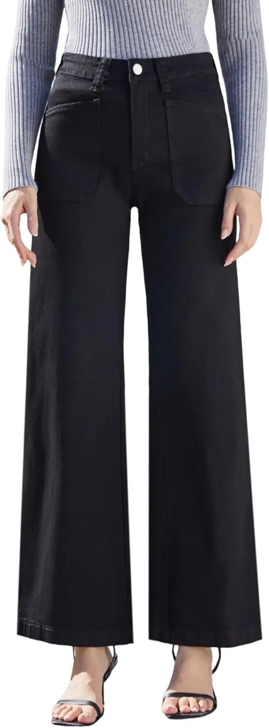 Women's Wide Leg Sweatpant Jeans Y2k Baggy Loose Trouser Jeans High Waisted Stretch Denim Pants