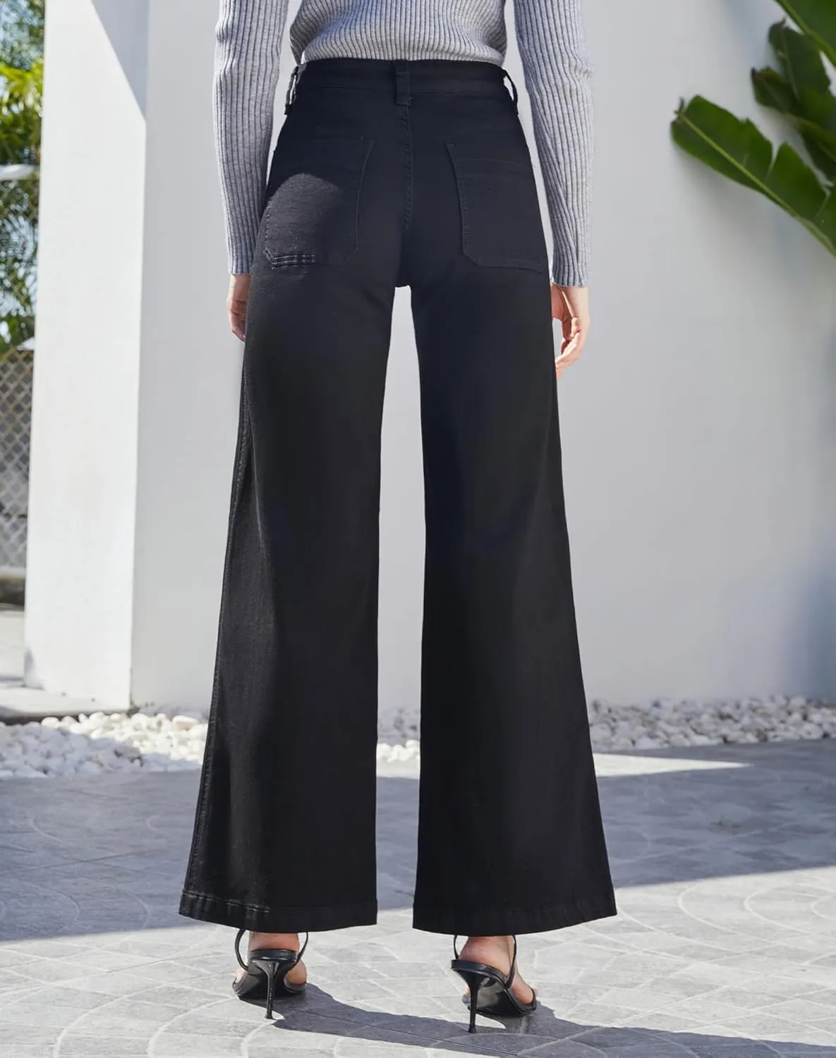 Women's Wide Leg Sweatpant Jeans Y2k Baggy Loose Trouser Jeans High Waisted Stretch Denim Pants