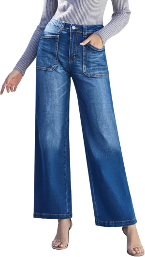 Women's Wide Leg Sweatpant Jeans Y2k Baggy Loose Trouser Jeans High Waisted Stretch Denim Pants