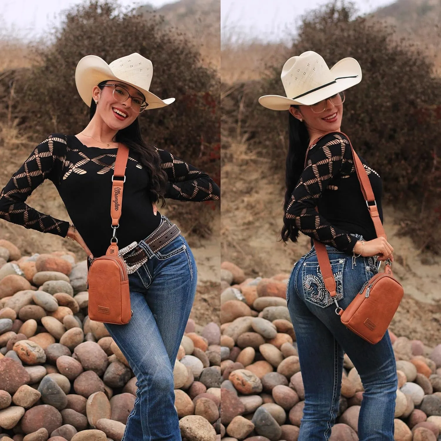Wrangler Small Crossbody Sling Bags for Women Fanny Packs Chest Bag for Travel Gift