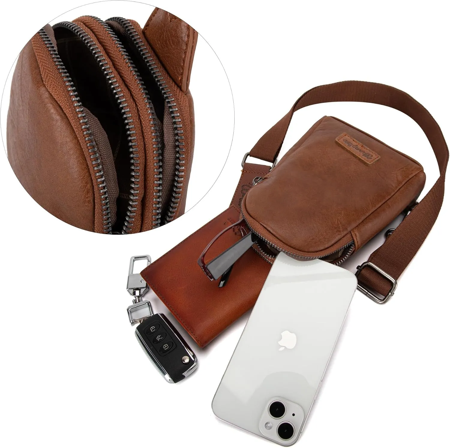 Wrangler Small Crossbody Sling Bags for Women Fanny Packs Chest Bag for Travel Gift