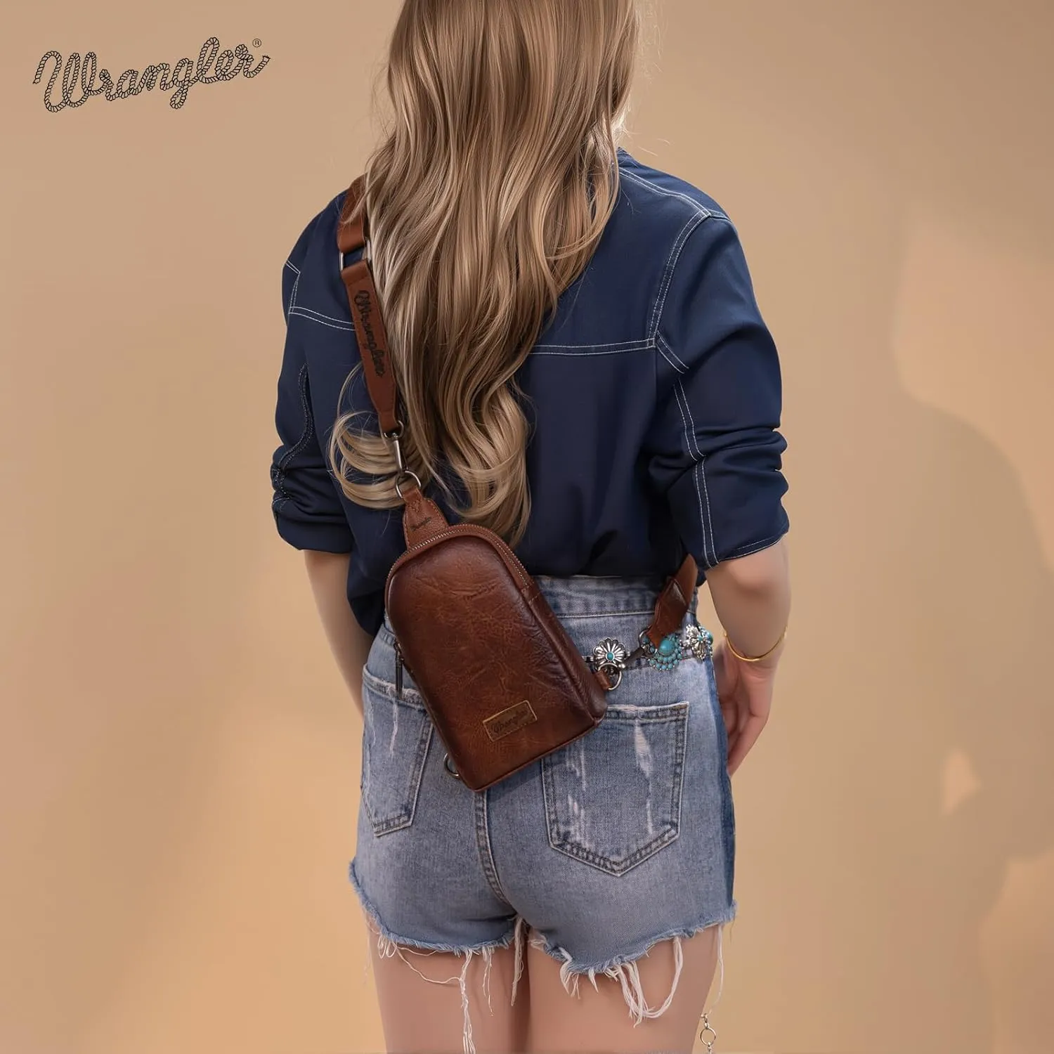 Wrangler Small Crossbody Sling Bags for Women Fanny Packs Chest Bag for Travel Gift