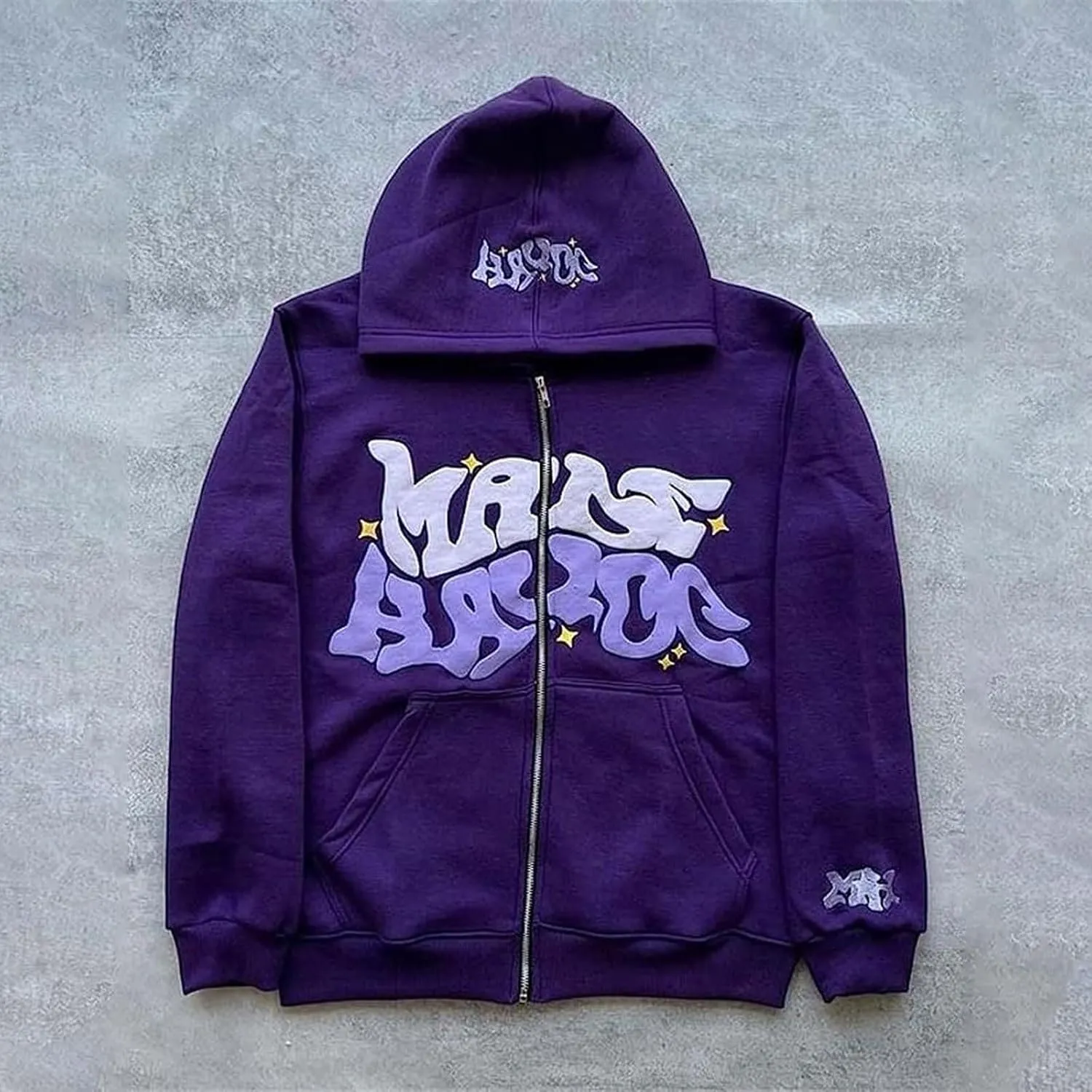 Y2k Hoodie Puff Print Hoodie Graphic Zip Up Hoodies Hip Hop Streetwear Aesthetic Sweatshirts