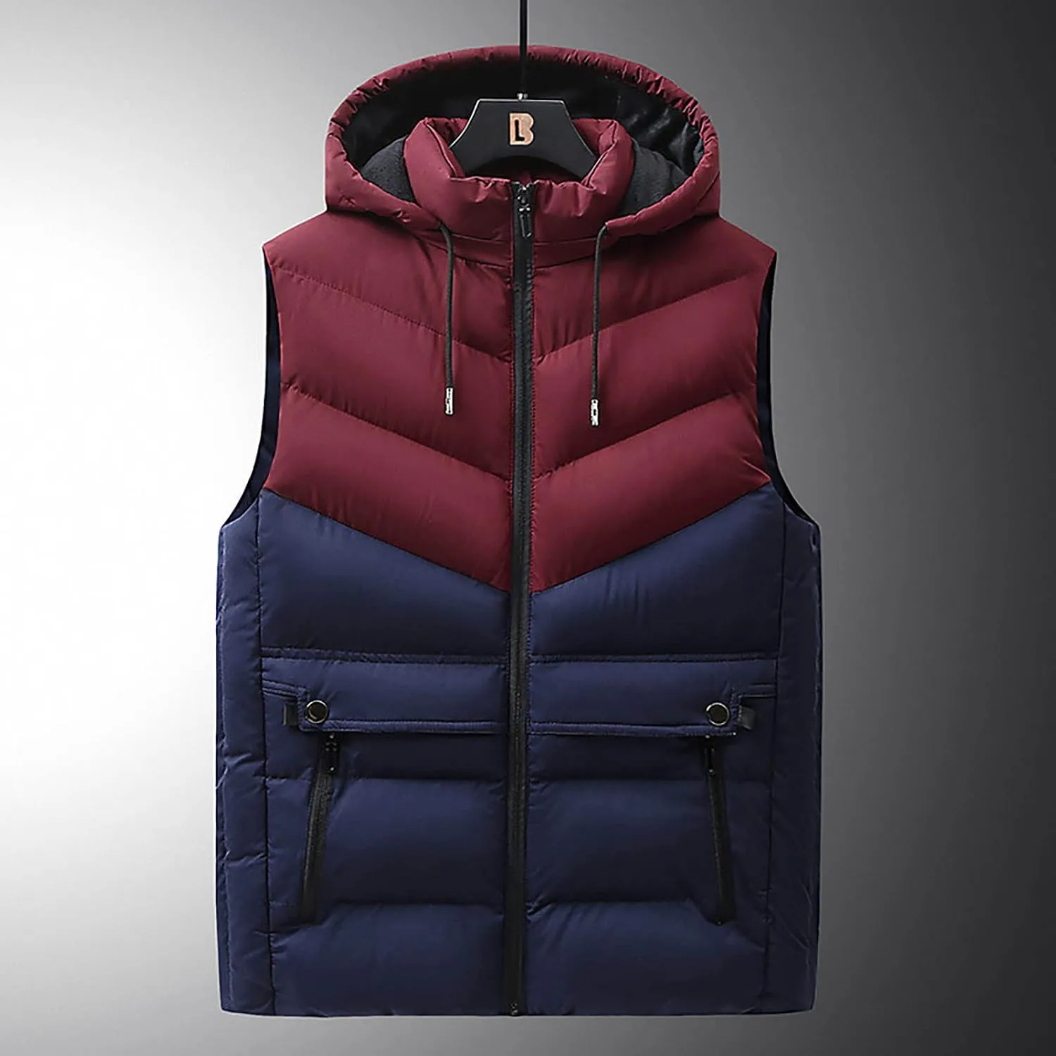 Ymosrh Men's Down Vest Lightweight Winter Vest Thicken Sleeveless Jacket With Hood Coats Puffer Vests Outerwear, L-6XL