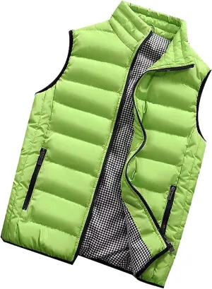 Ymosrh Men's Puffer Vest Outdoor Casual Stand Collar Padded Vest Coats Packable Vest, M-5XL