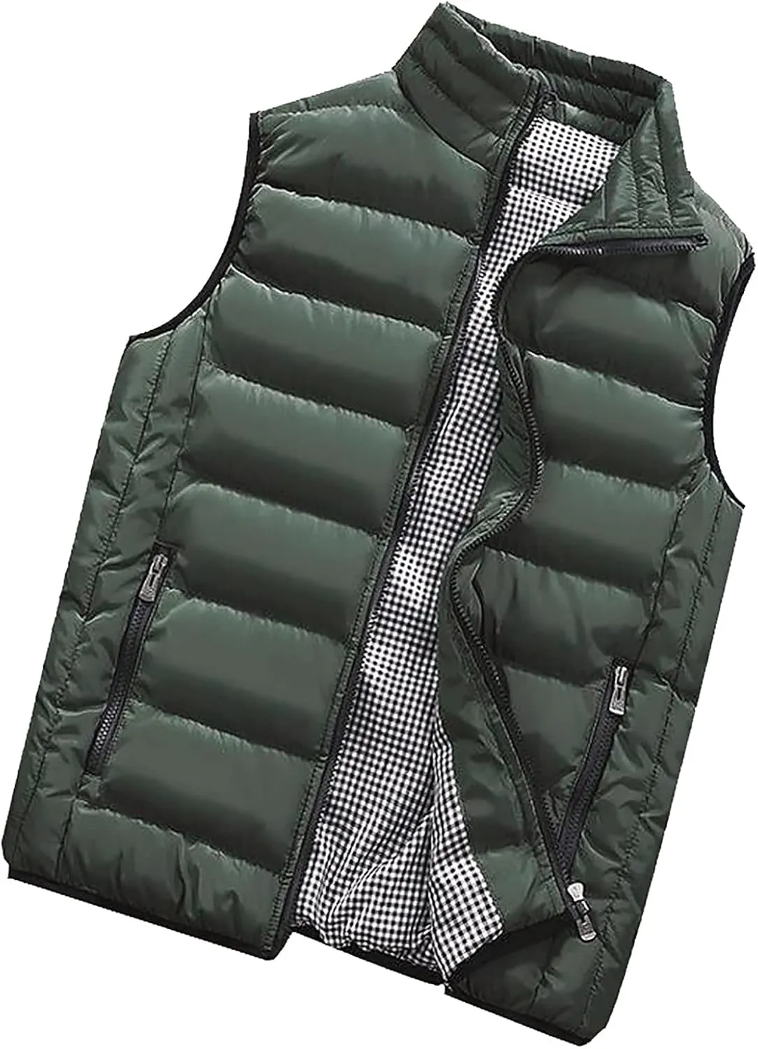 Ymosrh Men's Puffer Vest Outdoor Casual Stand Collar Padded Vest Coats Packable Vest, M-5XL