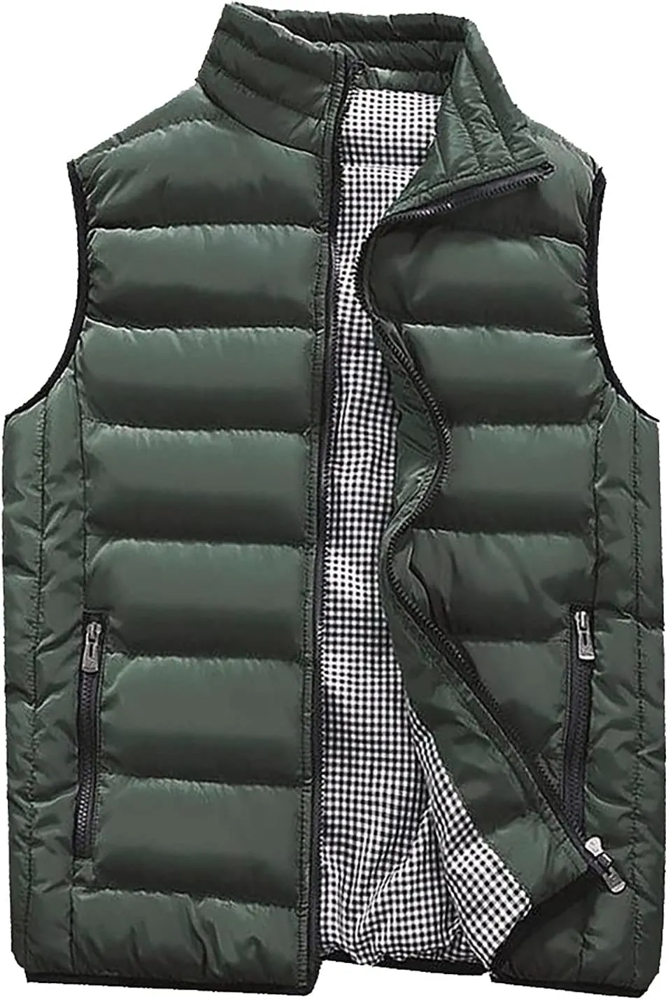 Ymosrh Men's Puffer Vest Outdoor Casual Stand Collar Padded Vest Coats Packable Vest, M-5XL