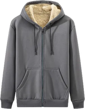 Ymosrh Men's Sweatshirts Casual Zip Up Hoodie Drawstring Long Sleeve Fleece Lined Hooded Sweatshirt, M-4XL