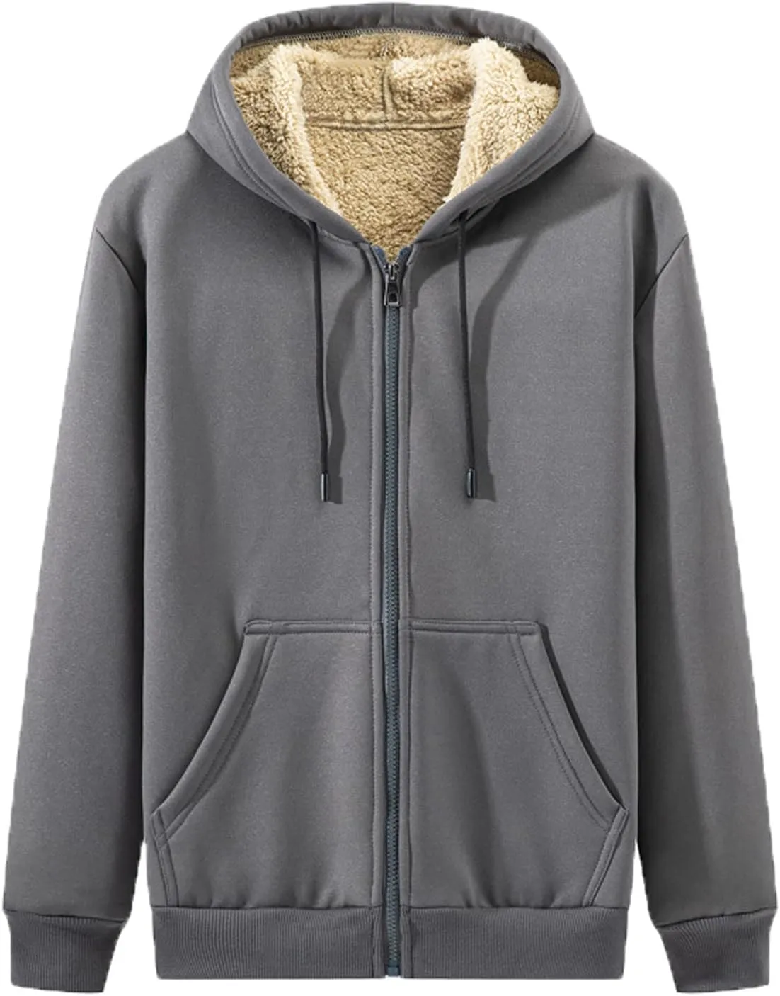 Ymosrh Men's Sweatshirts Casual Zip Up Hoodie Drawstring Long Sleeve Fleece Lined Hooded Sweatshirt, M-4XL