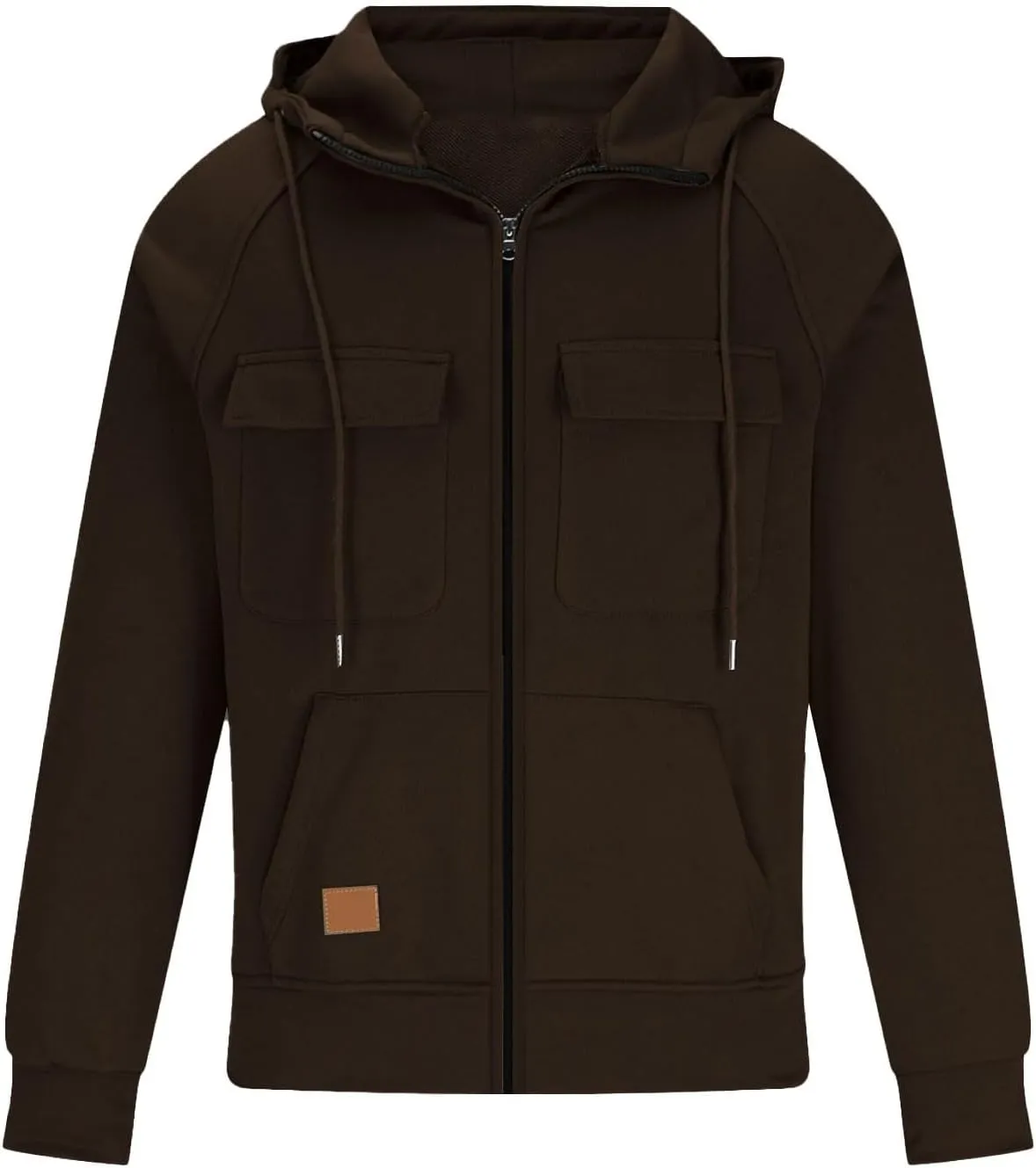 Ymosrh Men's Winter Work Hoodie Zip Up Hoodies with Pockets Long Sleeve Cargo Sweatshirt Sports Hooded Jacket