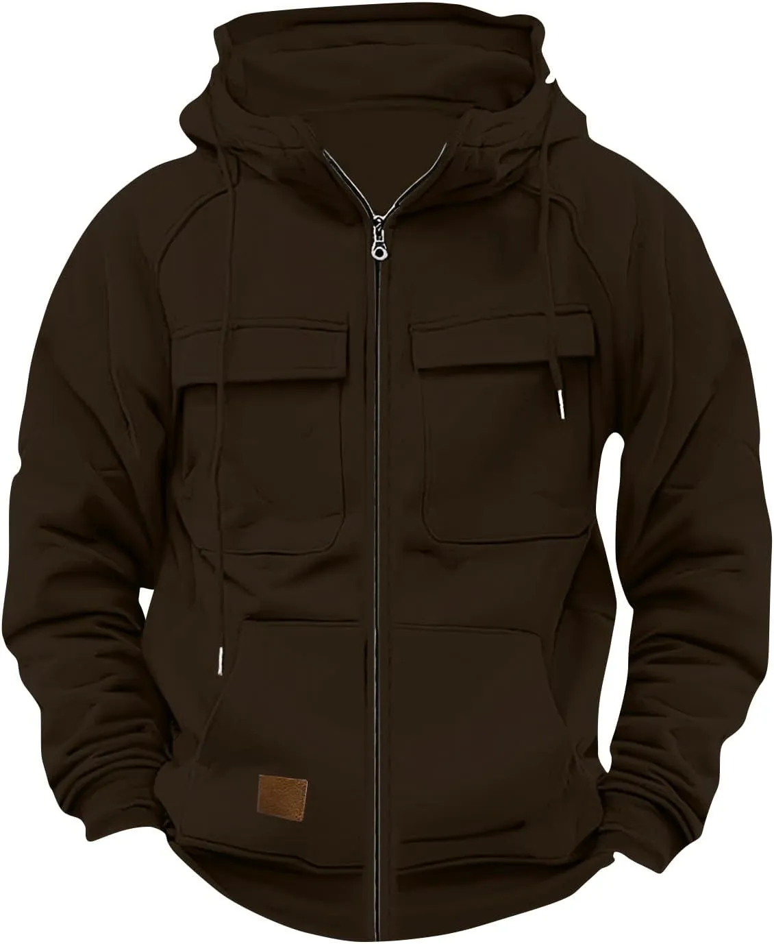Ymosrh Men's Winter Work Hoodie Zip Up Hoodies with Pockets Long Sleeve Cargo Sweatshirt Sports Hooded Jacket