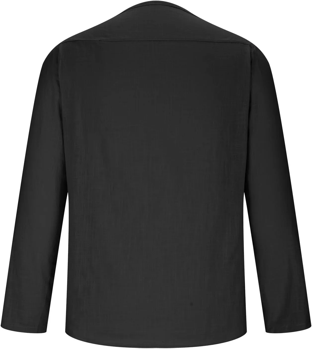 Zeiyignr Cotton Linen Shirts for Men Casual Shirts Round Neck Lightweight Long Sleeve Beach Shirt Loose Fit Hawaiian T Shirts