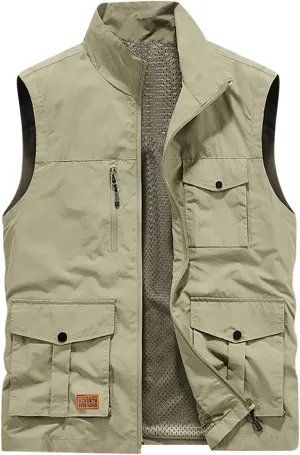 Zeiyignr Men's Casual Lightweight Quick-Dry Outdoor Work Hunting Hiking Fishing Travel Photo Cargo Vest Jacket Multi Pockets