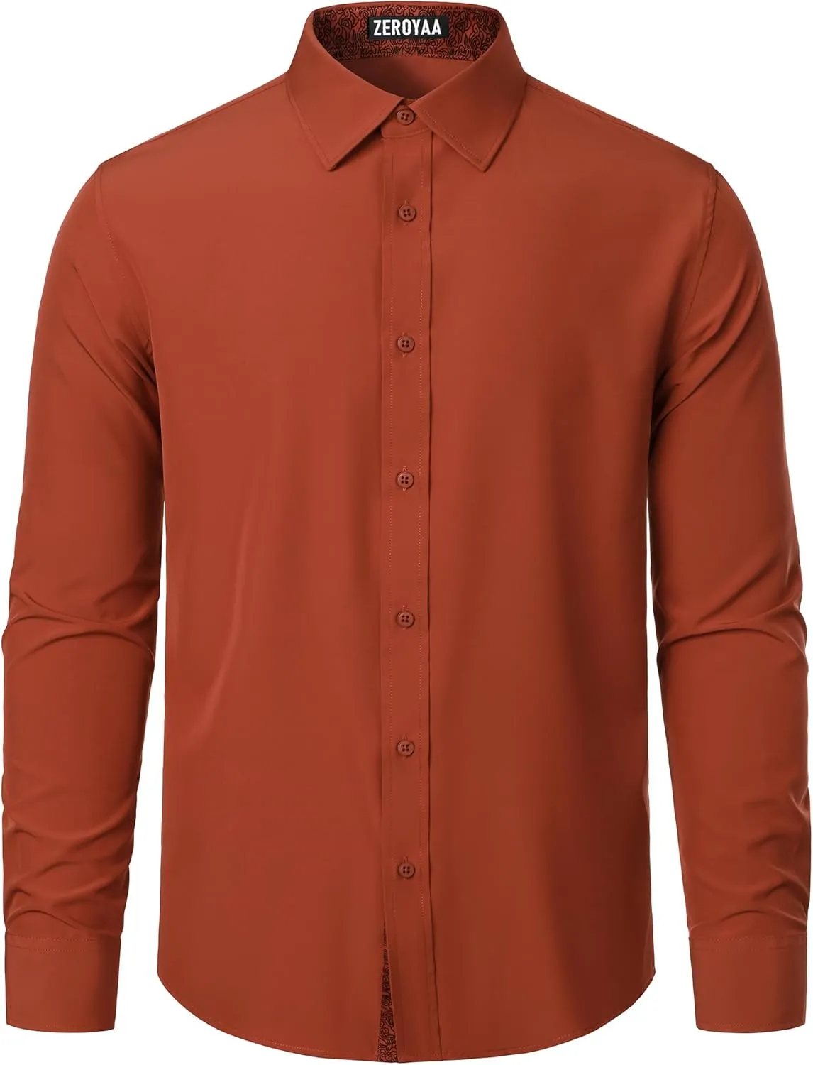 ZEROYAA Men's Regular Fit Dress Shirt Stretch Wrinkle-Free Long Sleeve Casual Business Button Up Shirts
