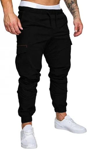 ZHUER Men's Cargo Pants Casual Joggers Pants Stretch Drawstring Sweatpants Cotton Chino Pants Slim Fit Gym Workout Pants