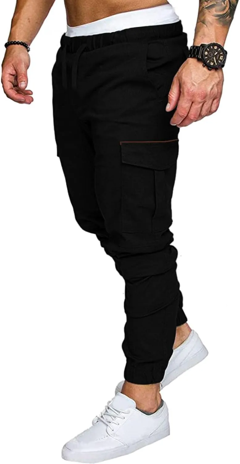 ZHUER Men's Cargo Pants Casual Joggers Pants Stretch Drawstring Sweatpants Cotton Chino Pants Slim Fit Gym Workout Pants