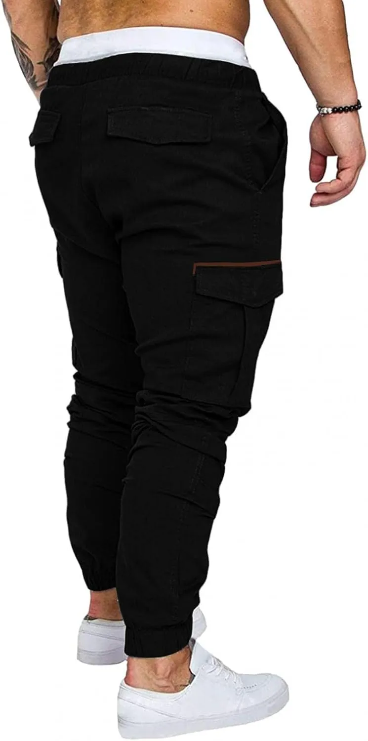 ZHUER Men's Cargo Pants Casual Joggers Pants Stretch Drawstring Sweatpants Cotton Chino Pants Slim Fit Gym Workout Pants