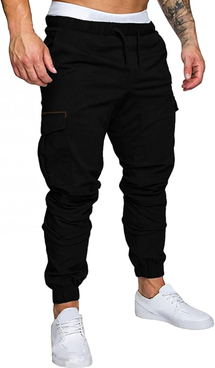 ZHUER Men's Cargo Pants Casual Joggers Pants Stretch Drawstring Sweatpants Cotton Chino Pants Slim Fit Gym Workout Pants